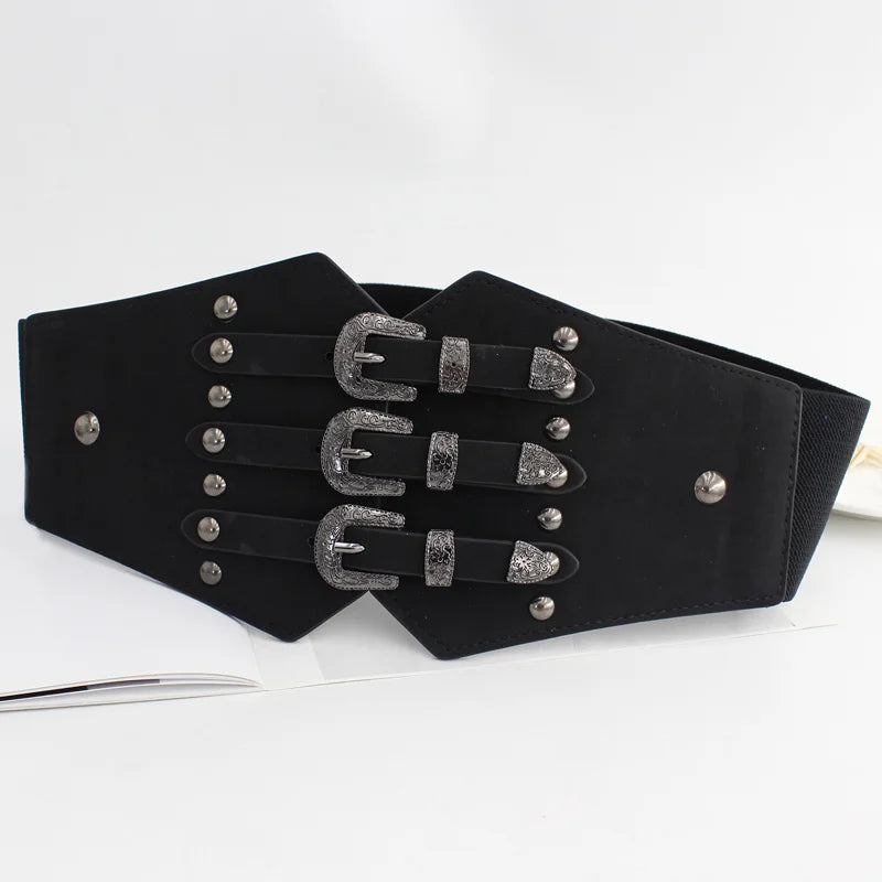 Corset Belt with Elastic Waist And Buckle Straps