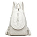 Backpack with Braided Front Pocket and Zipper Closure - White V2