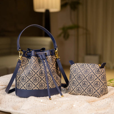 Bucket Bag Crossbody with Embroidered Monogram Pattern - WO2MEN
