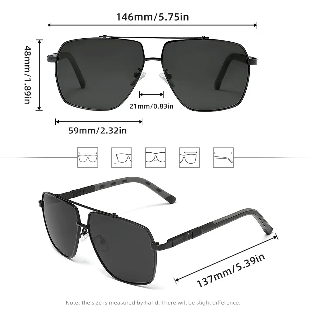 Sunglasses Polarized UV400 Rectangle Large Frame