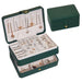 Portable Jewelry Box Organizer with Necklace Tray - Green S