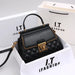 Handbag Diamond Grid Satchel With Gold Chain Detail - Black