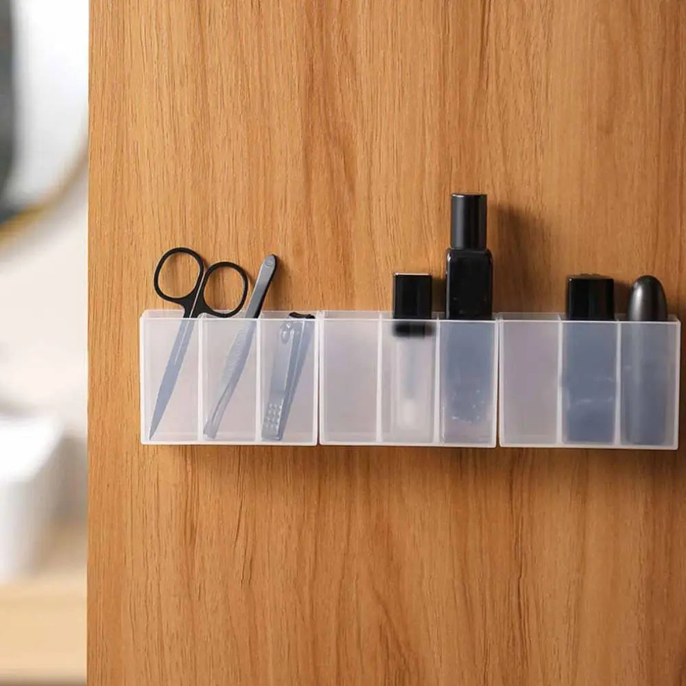 Transparent Wall Mounted Makeup Organizer Box 3 Grid