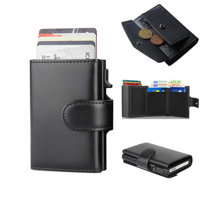Structured Slim RFID Wallet Card Holder Trifold Compact - WO2MEN