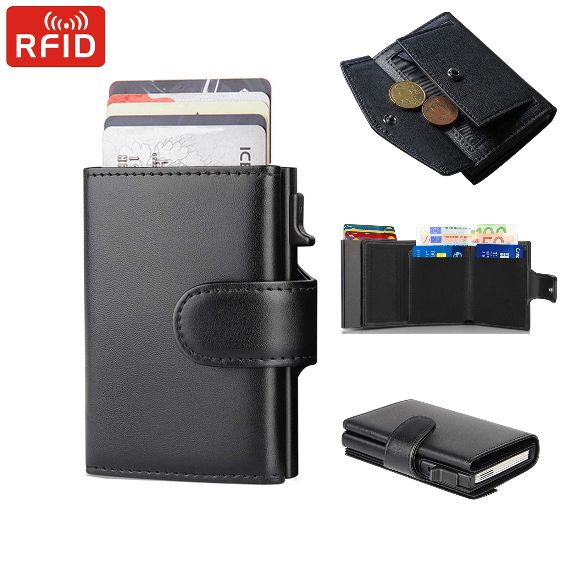 Refined RFID Trifold Wallet for Cards and Coin Pocket