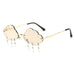 Cloud Rimless Sunglasses With Lightning Pendant - Green V9
