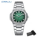 Diamond Bezel Timepiece With Luminous Dial Elegance - Silver Green