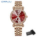 Diamond Accent Round Dial Crystal Watch With Crystals - Rose Red