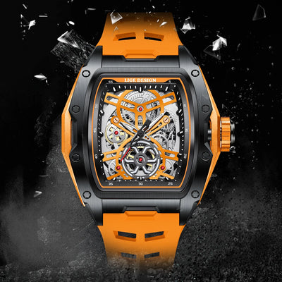 Skeleton Mechanical Watch Tourbillon with Square Case