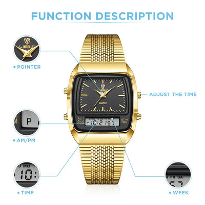 Dual Display Quartz Wristwatch with Digital Time