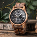 Wooden Chronograph Watch for Men Luminous Hands - Walnut Wood