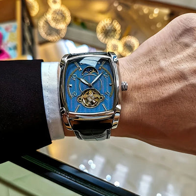 Watch Tourbillon Skeleton Dial Square Case Line Design - WO2MEN