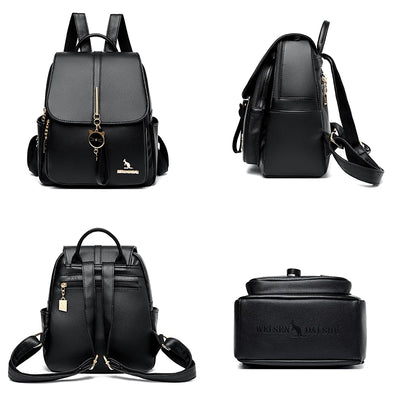 Backpack with Cat Charm Front Zipper Pocket Feature