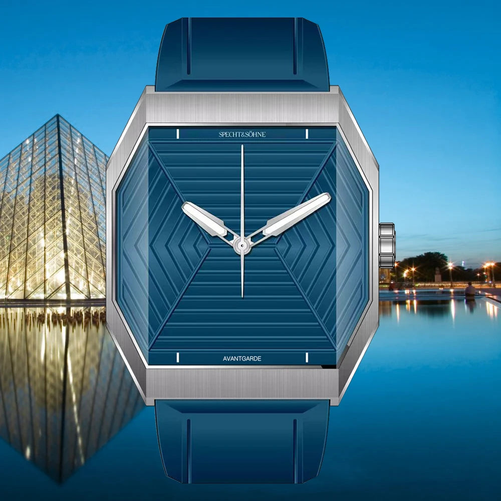 Octagonal Stainless Steel Wristwatch with Sapphire Dial