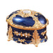 Ornate Velvet Jewelry Box with Crystal Ring Holder - Blue