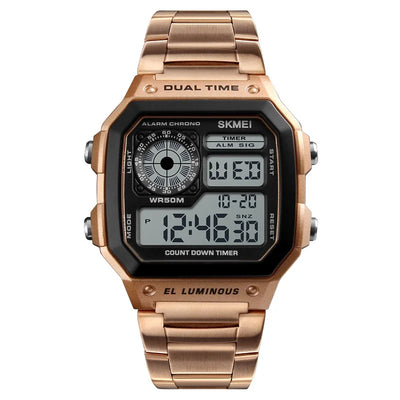 Digital Stainless Steel Watch with 50M Water Resistance - Rose