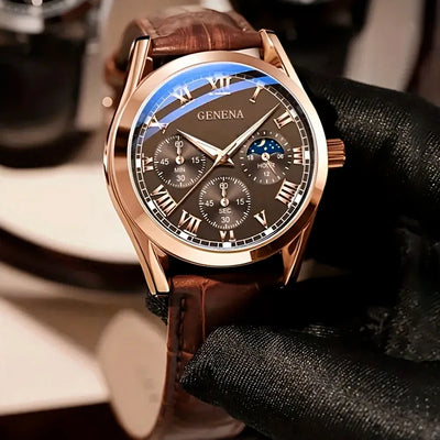 Refined Chronograph Timepiece with Roman Dial Subdials