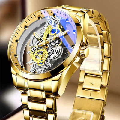 Skeleton Automatic Quartz Wrist Watch Exposed Movement