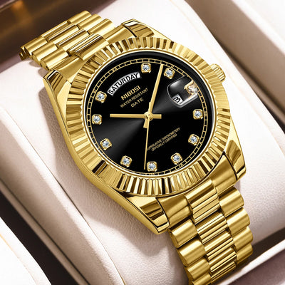 Diamond Marker Watch With Day Date Display Quartz