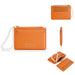 Pearl Chain Wallet Card Holder with Zipper Pocket - Orange