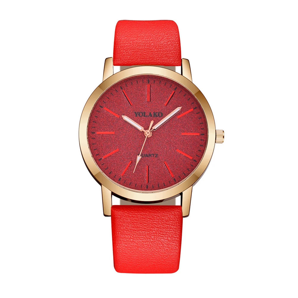 Fashion for Women Quartz Watch Glitter Dial Elegant - Red
