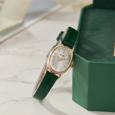 Oval Case Ladies Watch with Leather Strap Fine