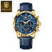 Cosmic Chronograph Timepiece With Night Sky Dial Design - Gold Blue