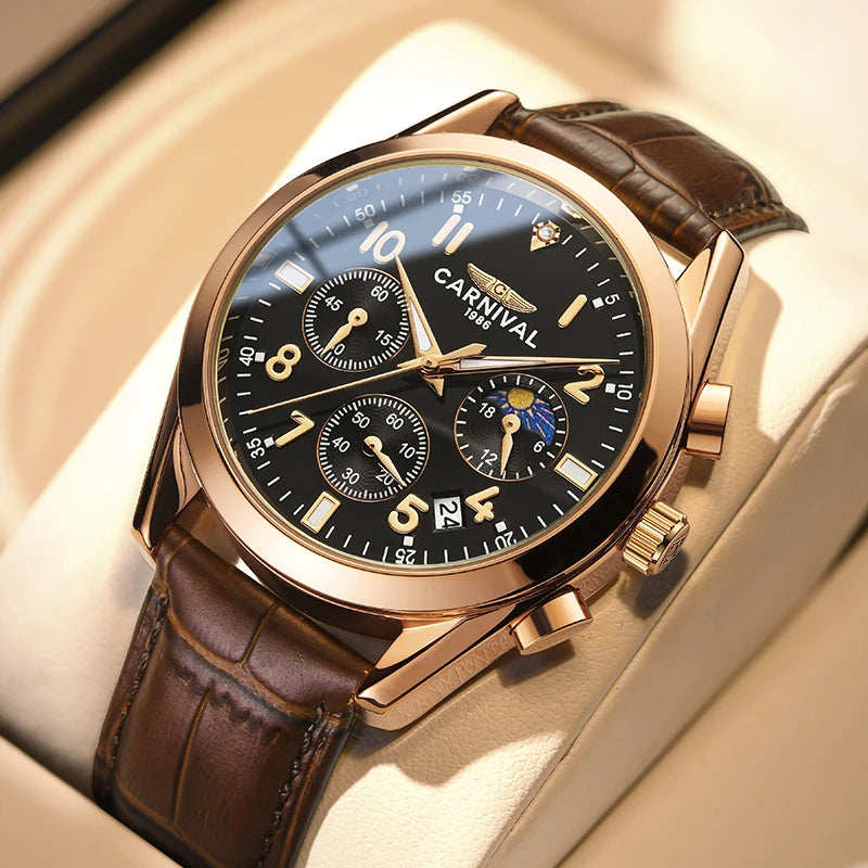 Chronograph Watch with Luminous Hands Quartz Movement