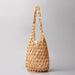 Woven Bead Tote Handbag With Hollow Out Design - Beige