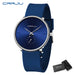 Elegant Round Quartz Watch With Sub Second Dial Aura - Blue Silver