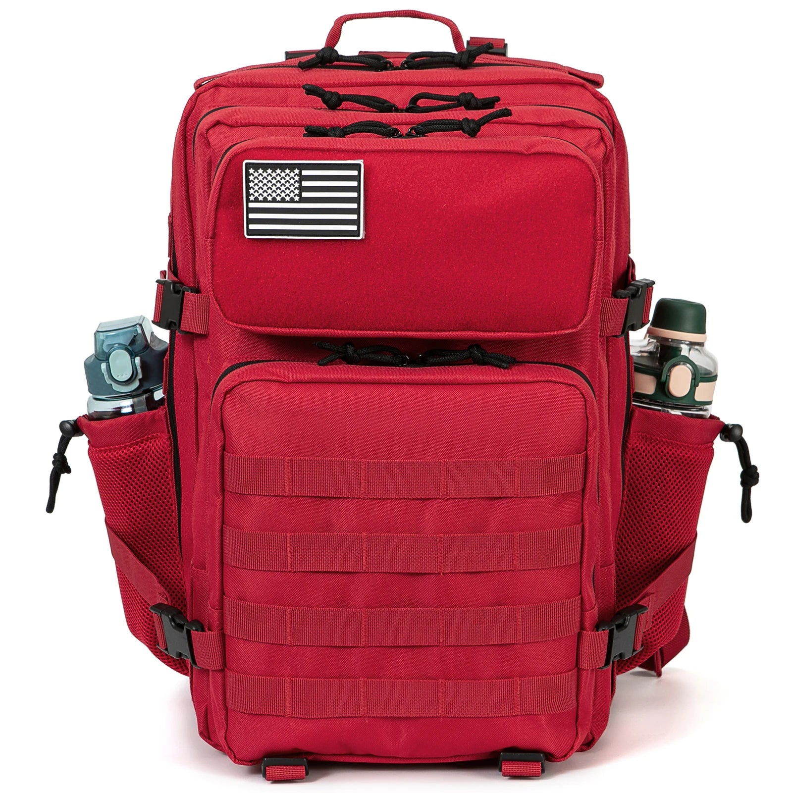 45L Molle Tactical Backpack with Water Bottle Pockets - Red