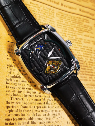 Tonneau Moon Phase Mechanical Tourbillon Skeleton Watch