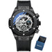 Skeleton Chronograph Quartz Wristwatch Water Resistant - Black