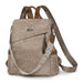 Backpack Large Capacity Tassel Accessory Included - Khaki