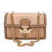 Crocodile Print Crossbody Bag Bee Lock Charm Chain - Khaki