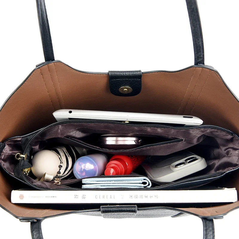 Elegant Top Handle Handbag with Rivet Detail Trim