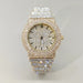 Diamond Paved Stainless Steel Watch with Luminous Dial - Golden
