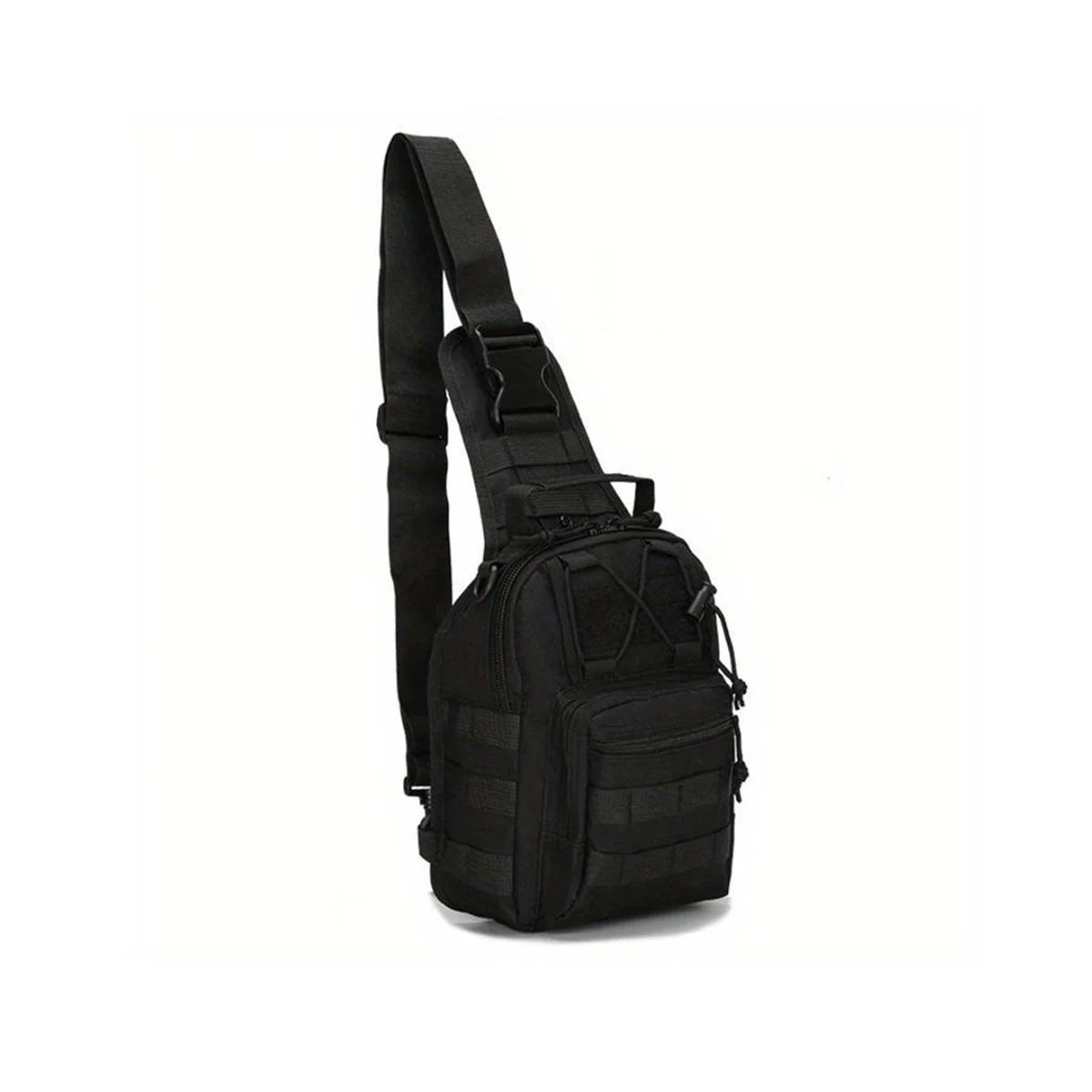 Tactical Sling Backpack with MOLLE Front Pockets - Black