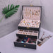 Portable Jewelry Box Organizer with Necklace Tray - Black XL