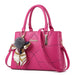 Geometric PU Handbag with Scarf Ornament Pom Pom - Photo Colour