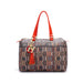Refined Jacquard Motif Bowling Handbag with Tassel - B