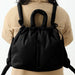 Puffer Backpack with Top Handle Drawstring Closure - Black