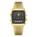 Dual Display Quartz Wristwatch with Digital Time - Black Gold