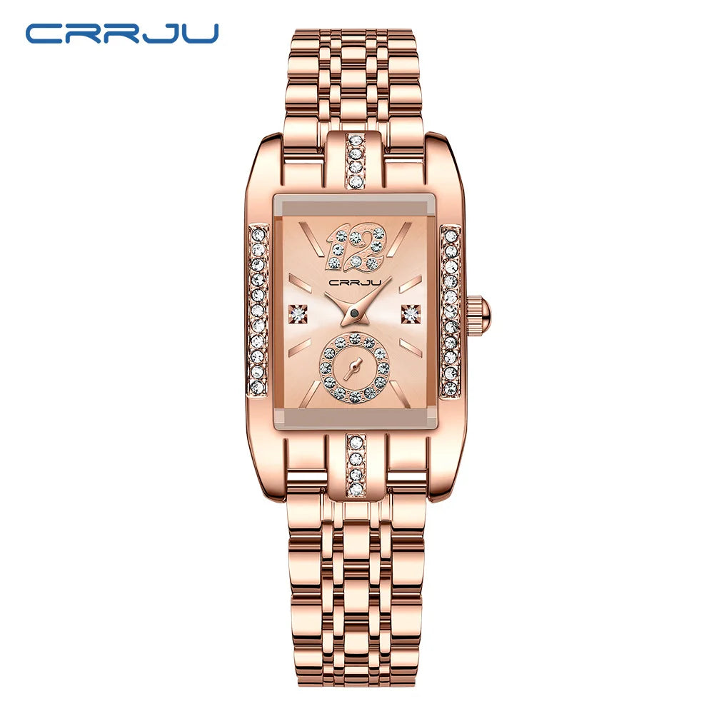 Rectangular Dial Diamond Embellished Timepiece Deluxe