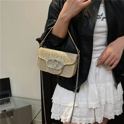 Parisian Bejeweled Crossbody Bag with Emblem Clasp