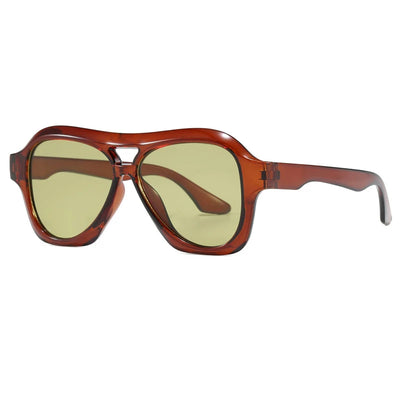 Vintage Square Sunglasses Oversized Frame Double Bridge