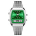 Digital Wristwatch with Luminous Display 30M Waterproof - Silver Green