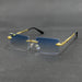 Sunglasses Rimless Rectangle with Ornate Temples - Lenses Colour 4