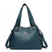 Genuine Soft Leather Handbag Shoulder Tote Bag - Blue