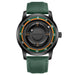 Planet Design Floating Magnetic Pointer Watch - Green Leather